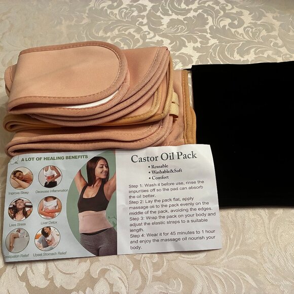 Castor Oil Reusable 8 Pcs ORGANIC COTTON Castor Oil Pack - NWOT - Picture 2 of 9